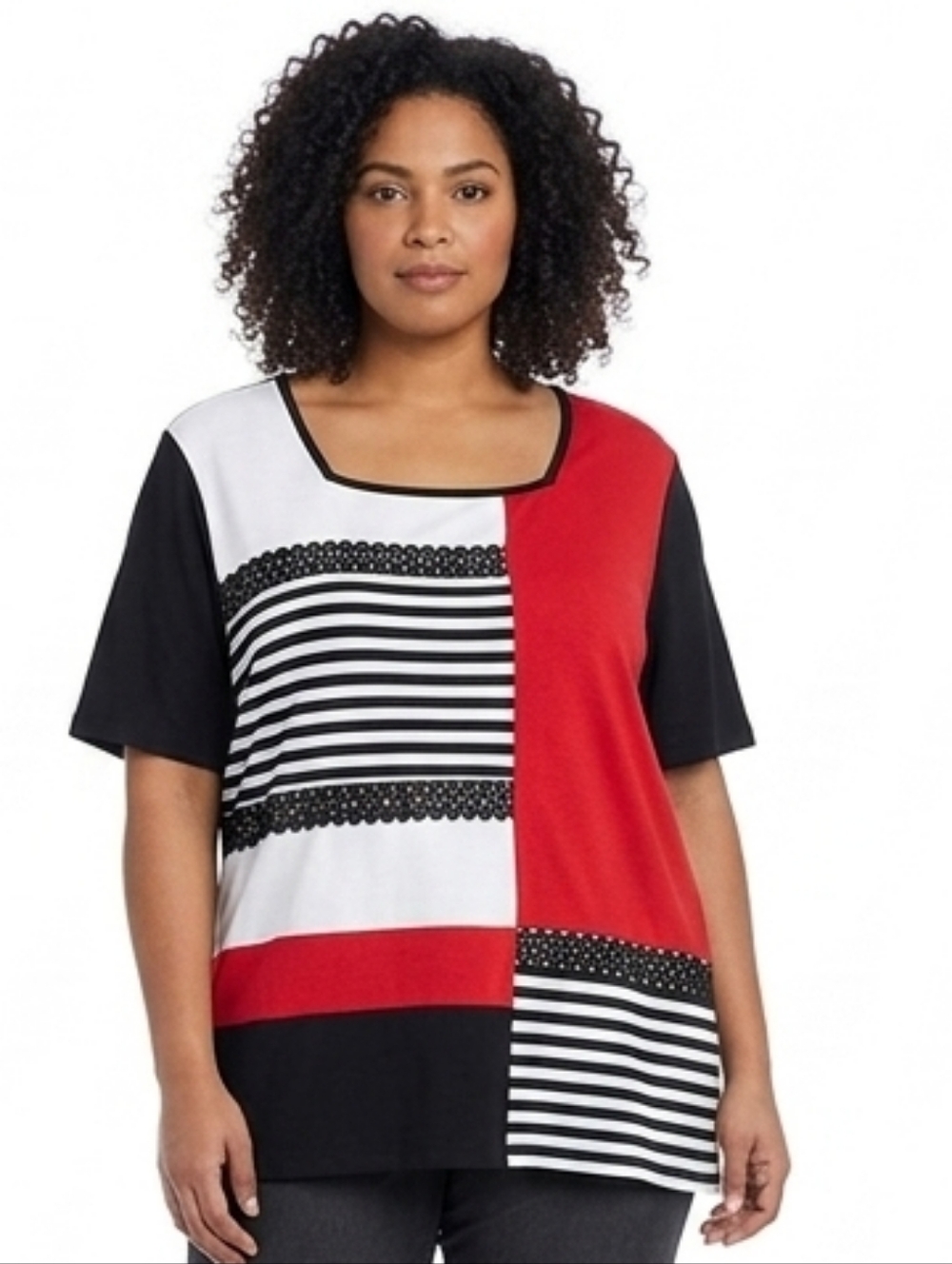 NWT Alfred Dunner Colorblock Striped Top